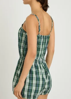 Dassia checked cotton-poplin romper