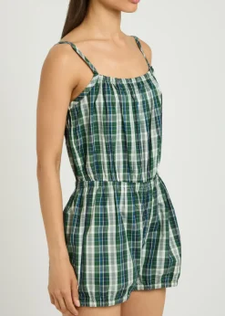 Dassia checked cotton-poplin romper