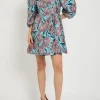 Deco Bloom floral-jacquard woven mini wrap dress