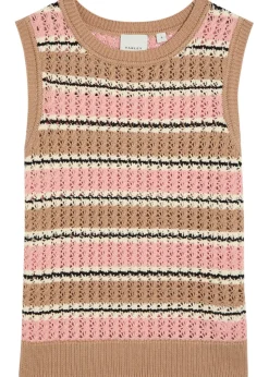 Deeley striped open-knit cotton tank top