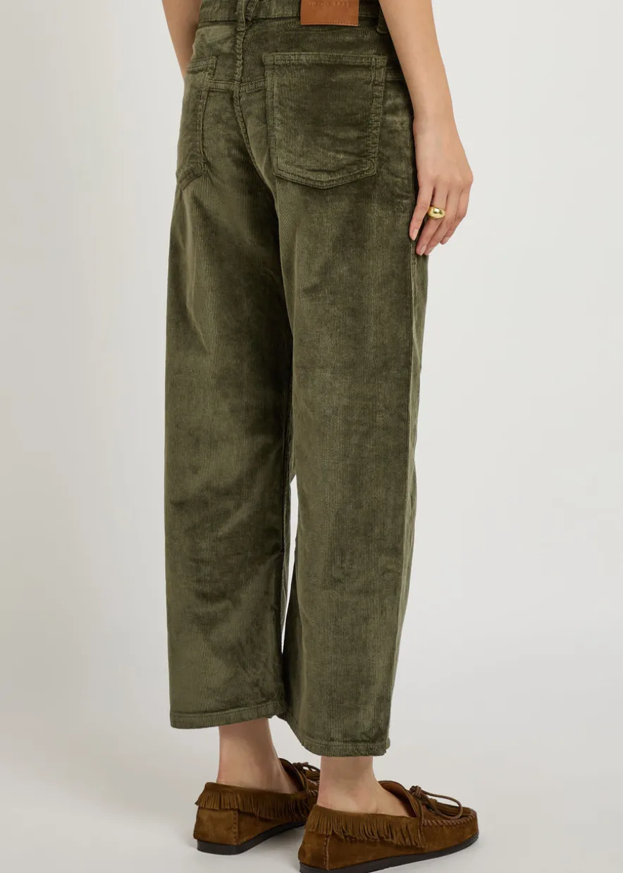 Deep Trance straight-leg corduroy cropped trousers