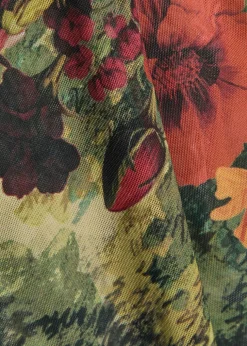 Delaina floral-print mesh top