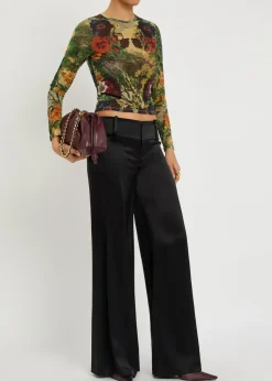 Delaina floral-print mesh top
