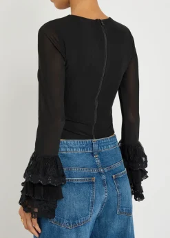 Delaina ruffled mesh top