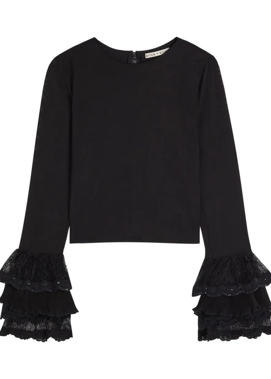 Delaina ruffled mesh top