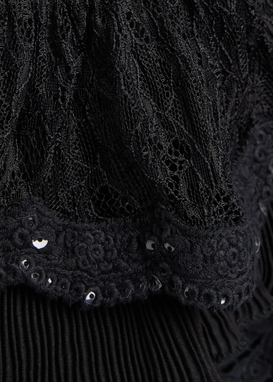 Delaina ruffled mesh top