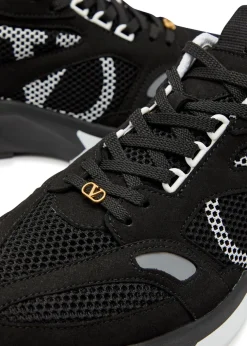 Demivee panelled mesh and suede sneakers