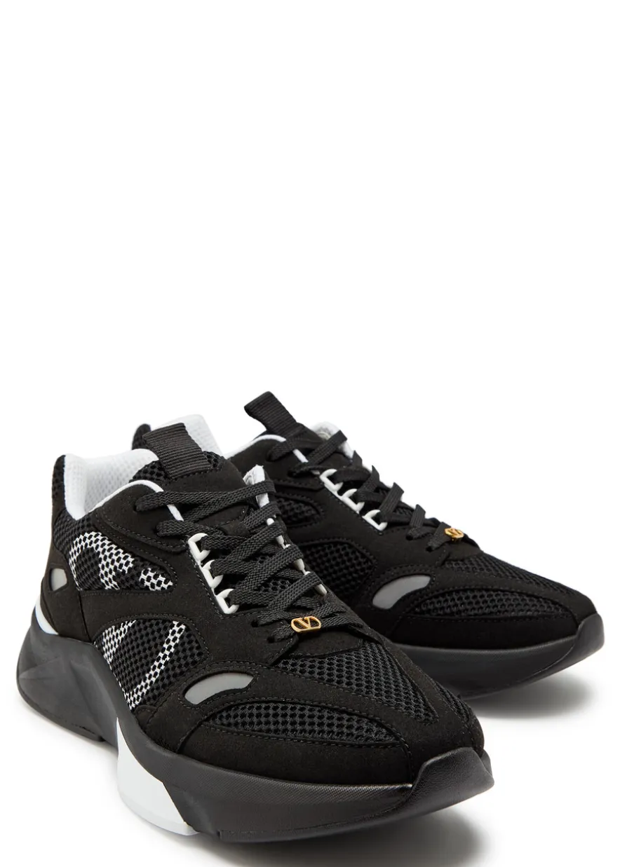 Demivee panelled mesh and suede sneakers