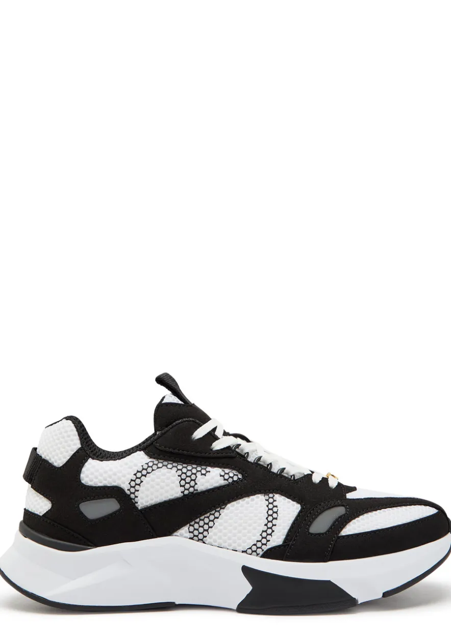 Demivee panelled mesh and suede sneakers