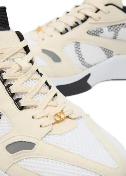 Demivee panelled mesh and suede sneakers