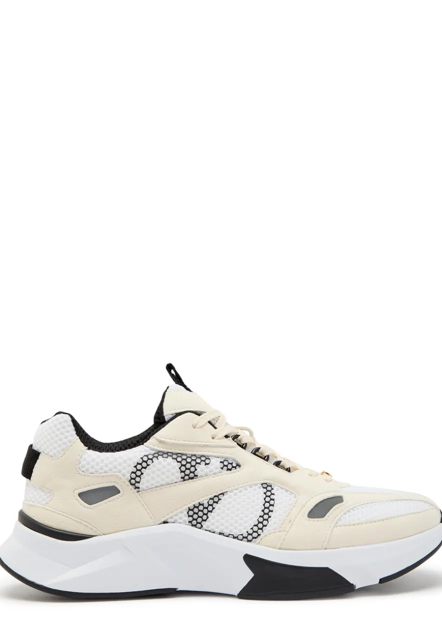 Demivee panelled mesh and suede sneakers