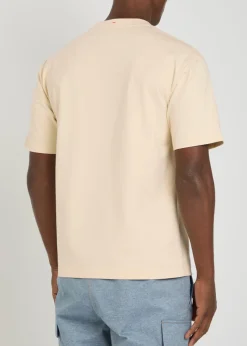 Denim-pocket logo cotton T-shirt