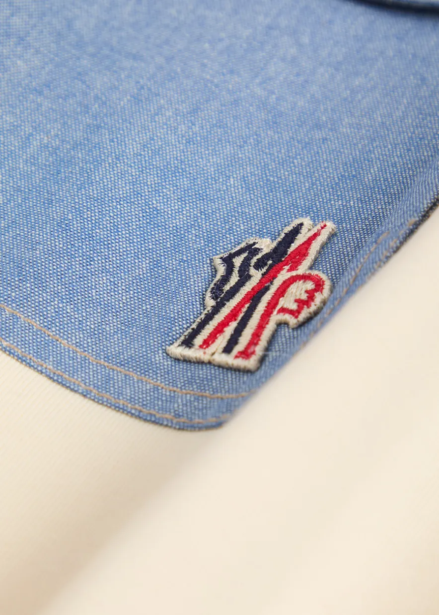 Denim-pocket logo cotton T-shirt