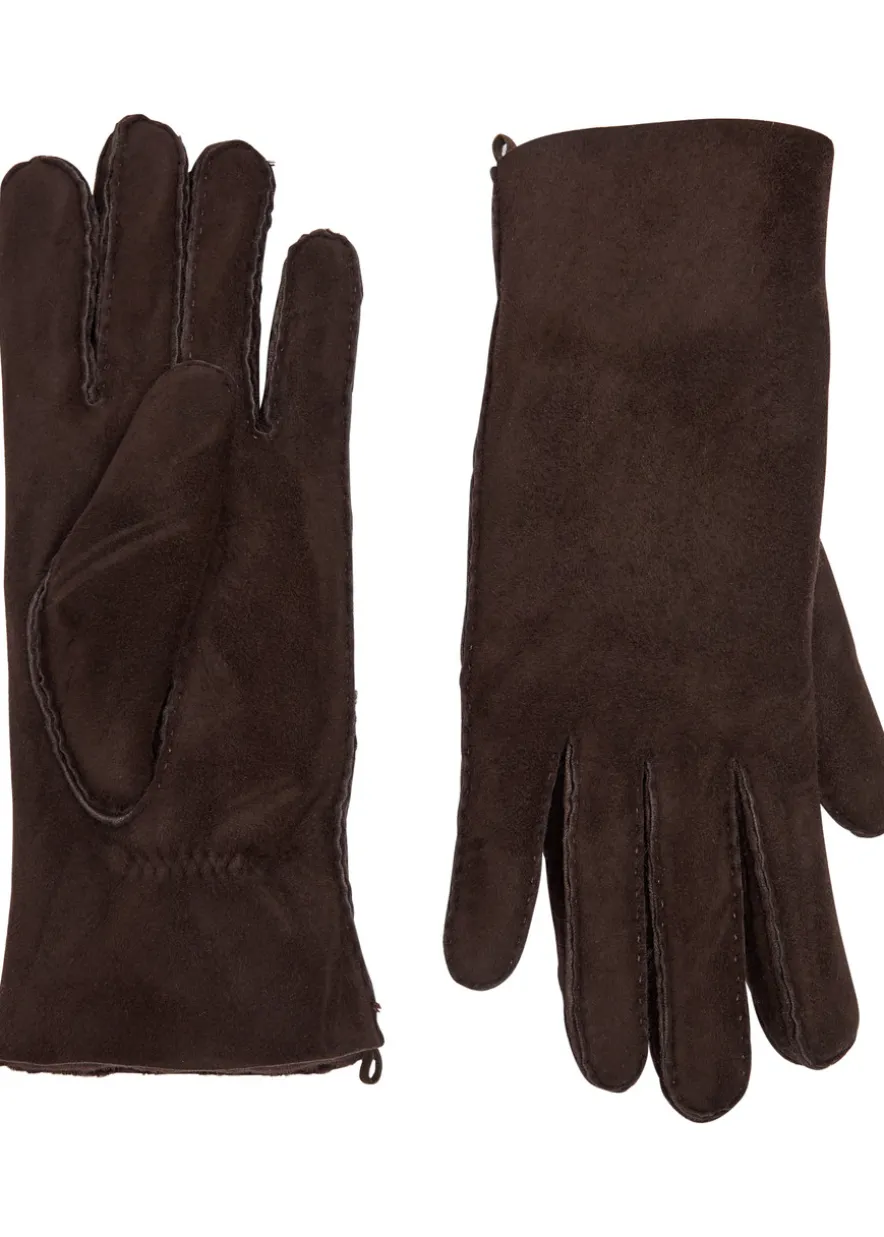 Denise shearling-lined suede gloves