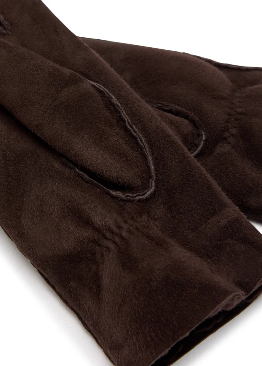 Denise shearling-lined suede gloves