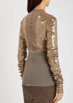 Dennis sequin-embellished stretch-mesh top
