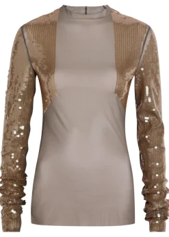 Dennis sequin-embellished stretch-mesh top