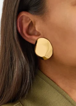 Dented Medallion 14kt gold vermeil drop earrings