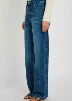 Dessa embellished bow wide-leg jeans