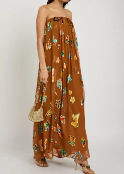 Devoré silk-blend maxi dress