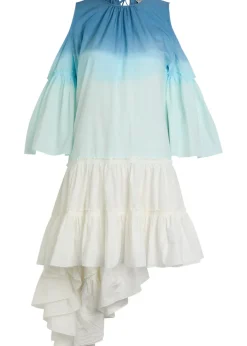 Dégradé ruffled cotton-poplin mini dress