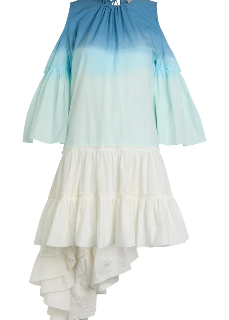 Dégradé ruffled cotton-poplin mini dress