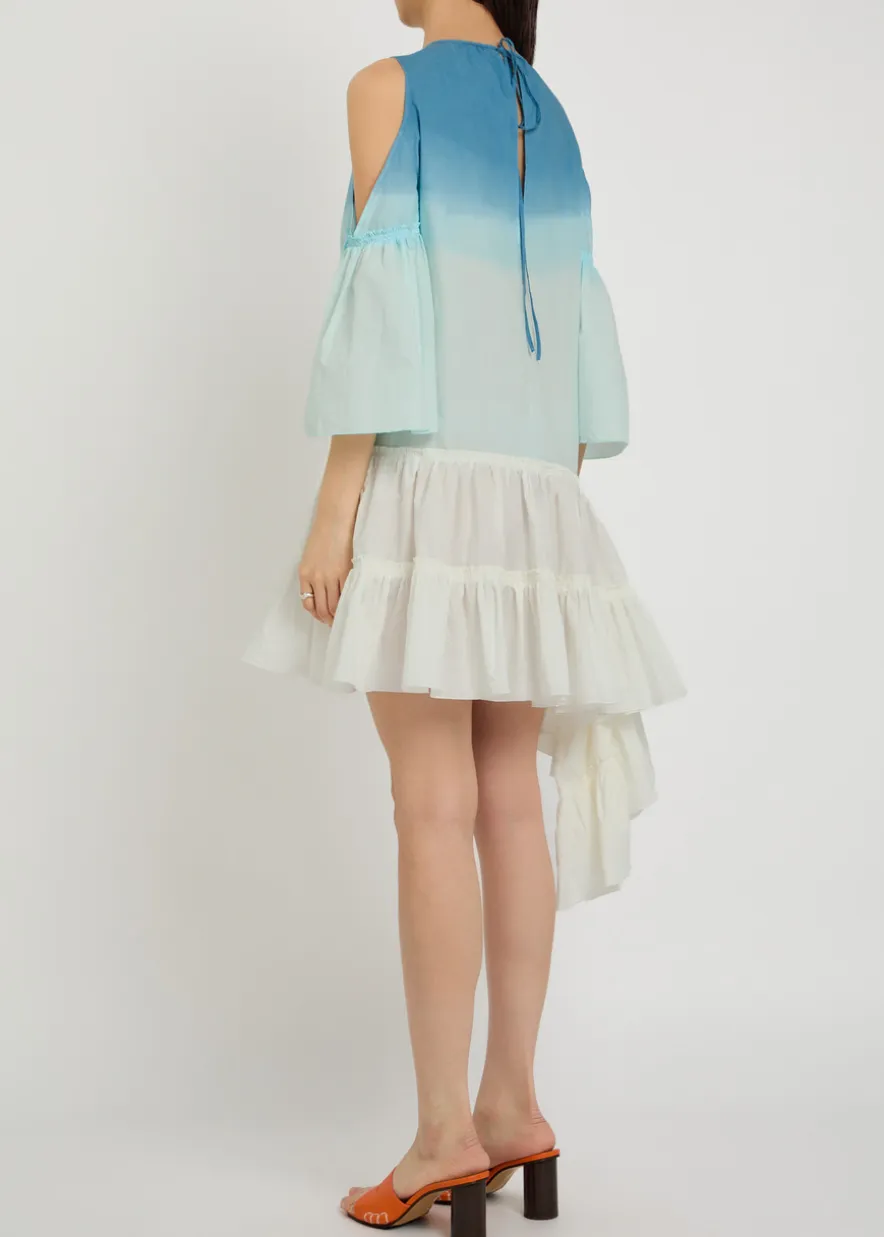 Dégradé ruffled cotton-poplin mini dress