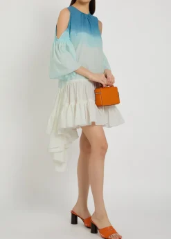 Dégradé ruffled cotton-poplin mini dress