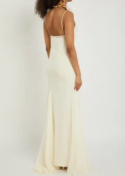 Dia embroidered appliquéd silk maxi dress