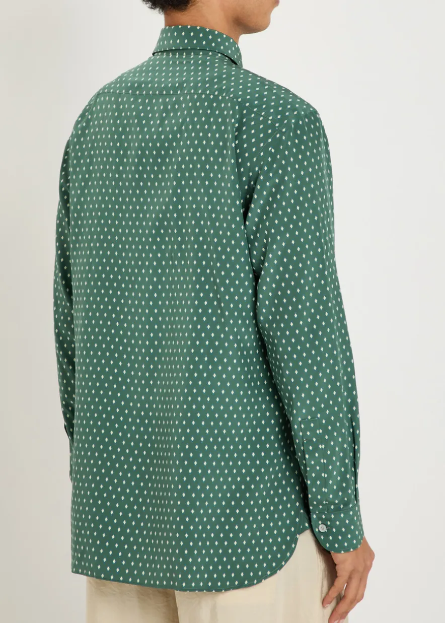 Diamond-print silk shirt