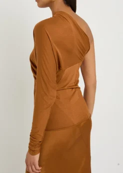 Diana one-sleeve fine-knit top