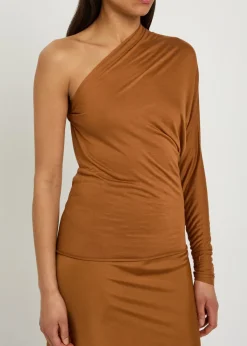 Diana one-sleeve fine-knit top