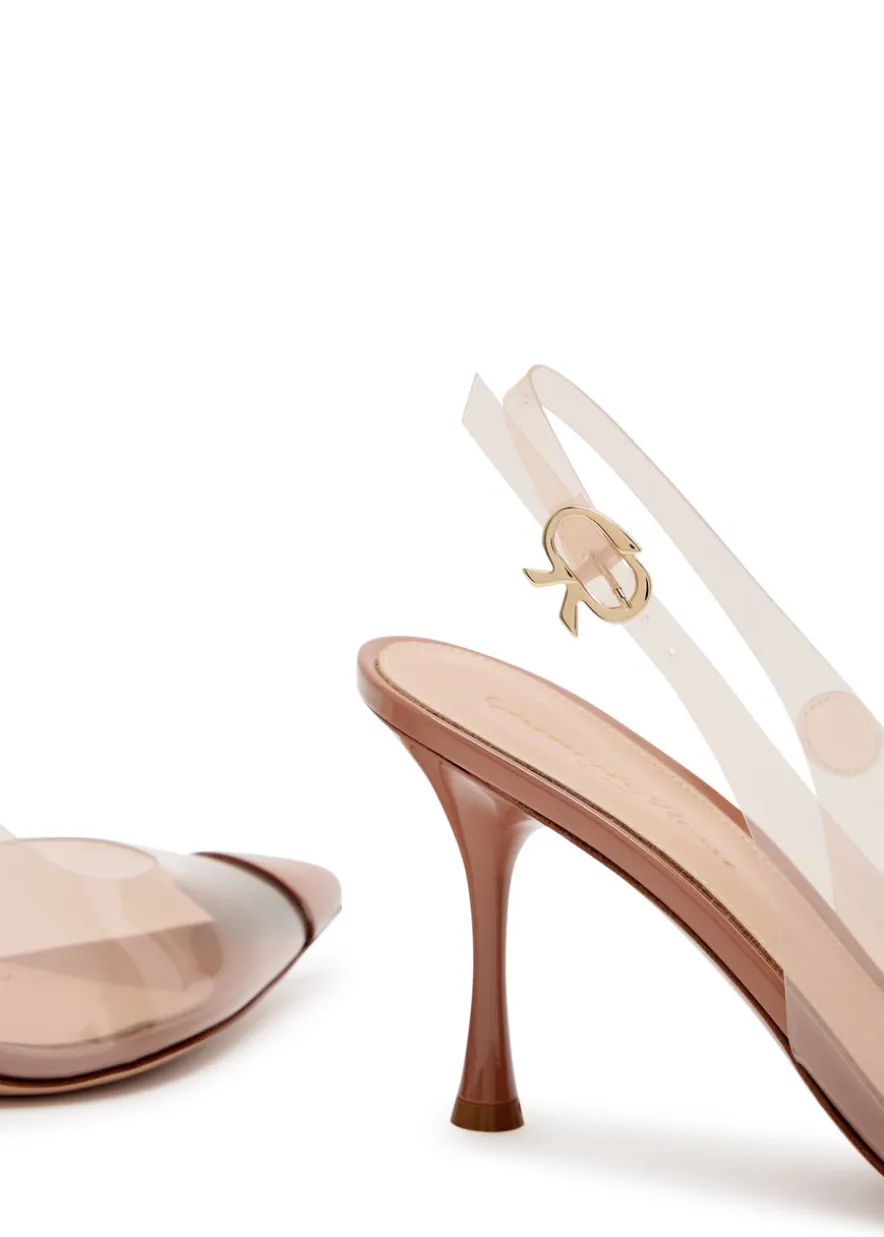 Diana 85 patent leather and PVC slingback pumps