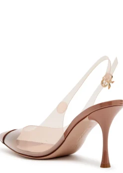 Diana 85 patent leather and PVC slingback pumps