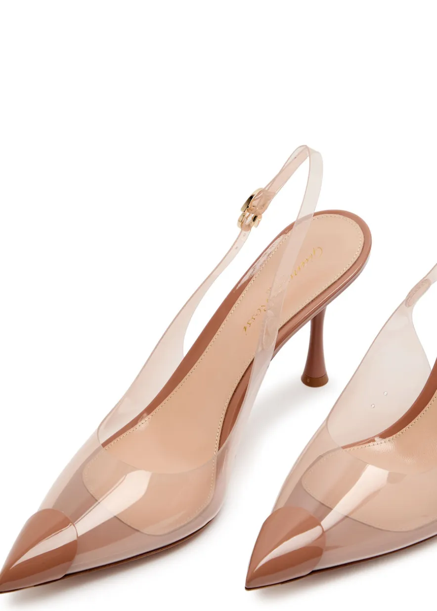Diana 85 patent leather and PVC slingback pumps