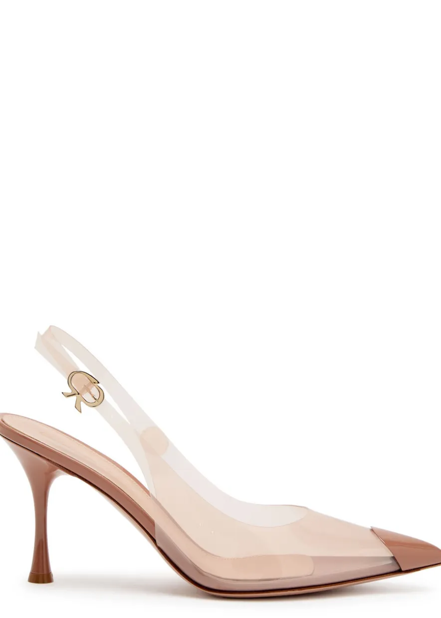 Diana 85 patent leather and PVC slingback pumps