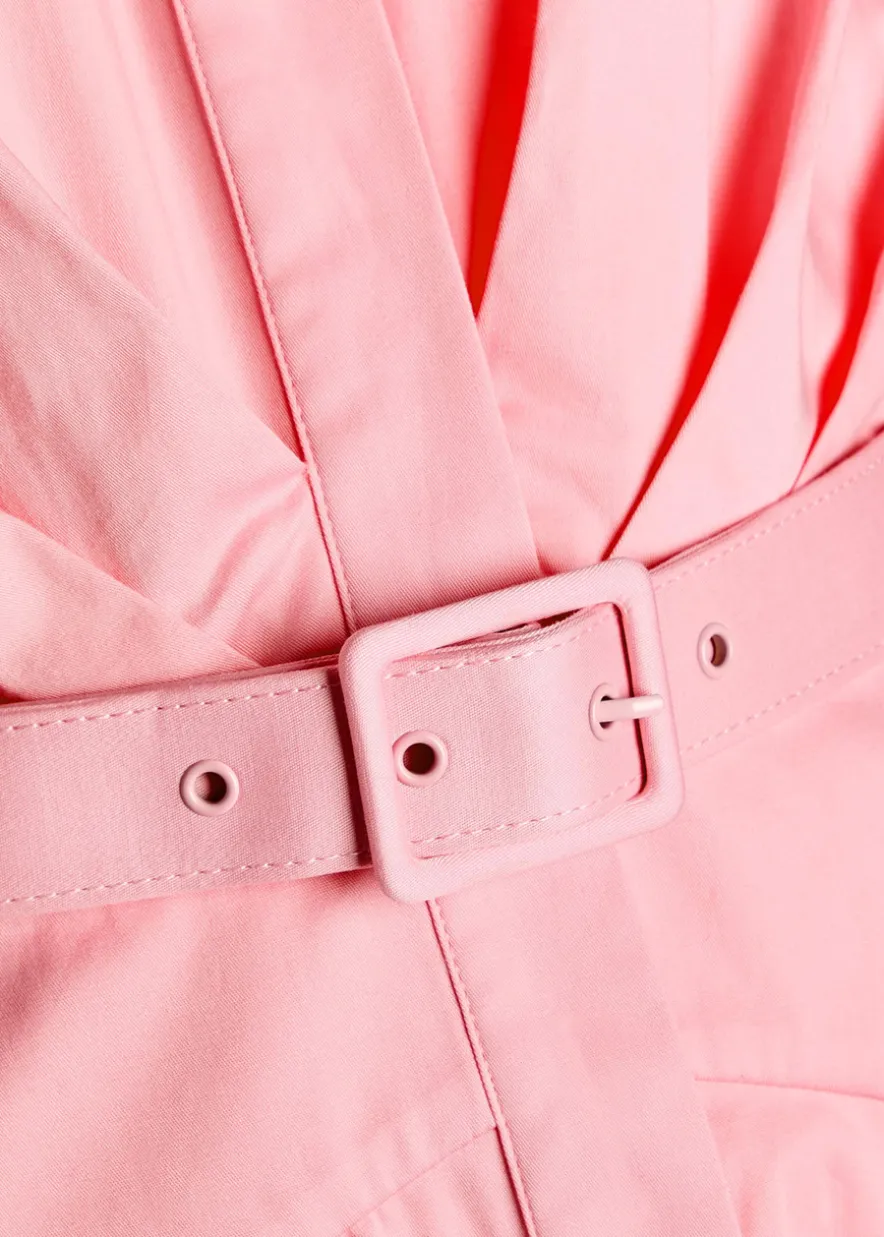 Dianthe belted stretch cotton-poplin midi shirt dress