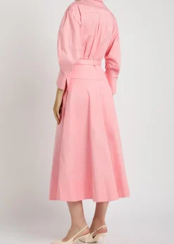 Dianthe belted stretch cotton-poplin midi shirt dress