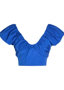 Diary gathered lyocell-blend top