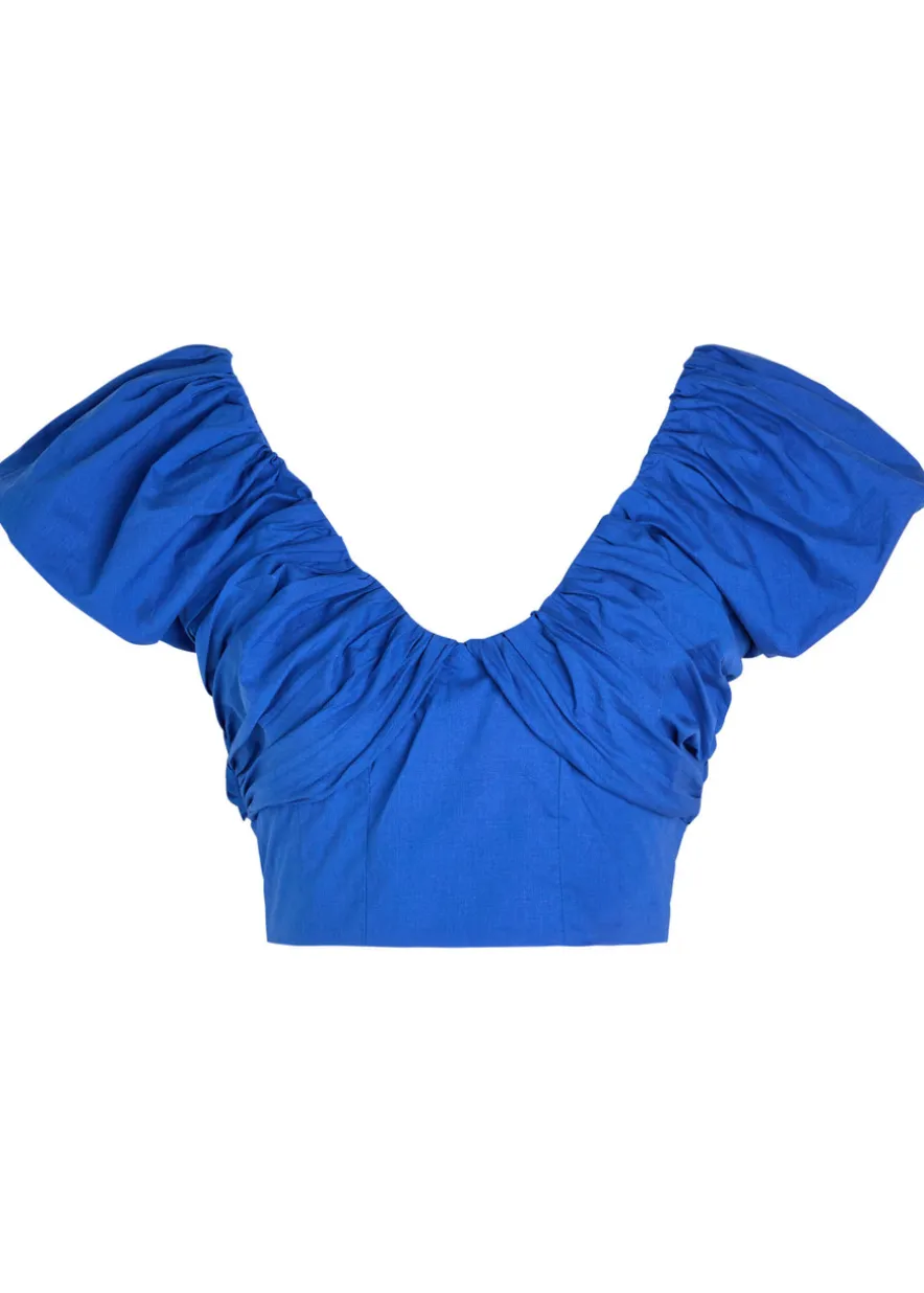 Diary gathered lyocell-blend top
