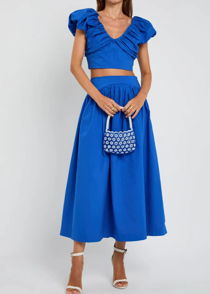 Diary gathered lyocell-blend top