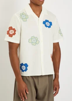Didcot floral-embroidered cotton-blend shirt