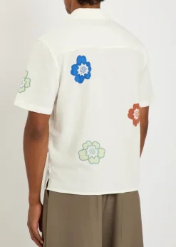 Didcot floral-embroidered cotton-blend shirt