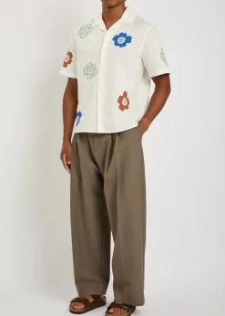 Didcot floral-embroidered cotton-blend shirt