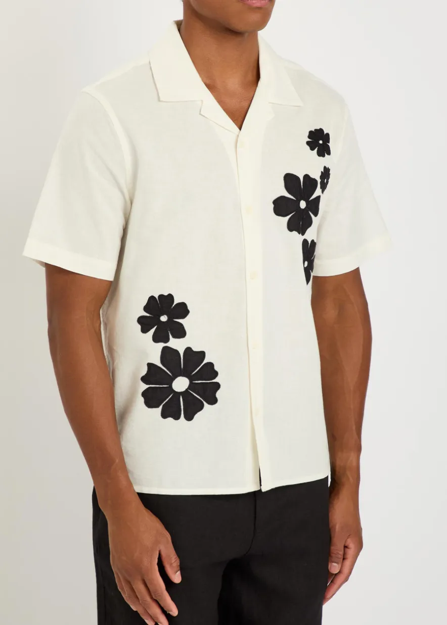 Didcot floral-embroidered cotton-blend shirt