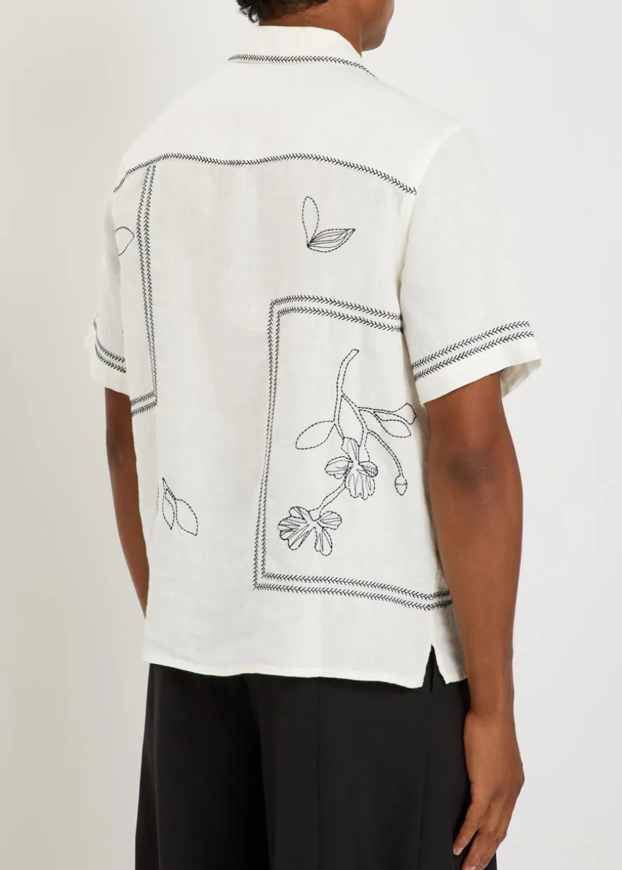 Didcot floral-embroidered linen shirt
