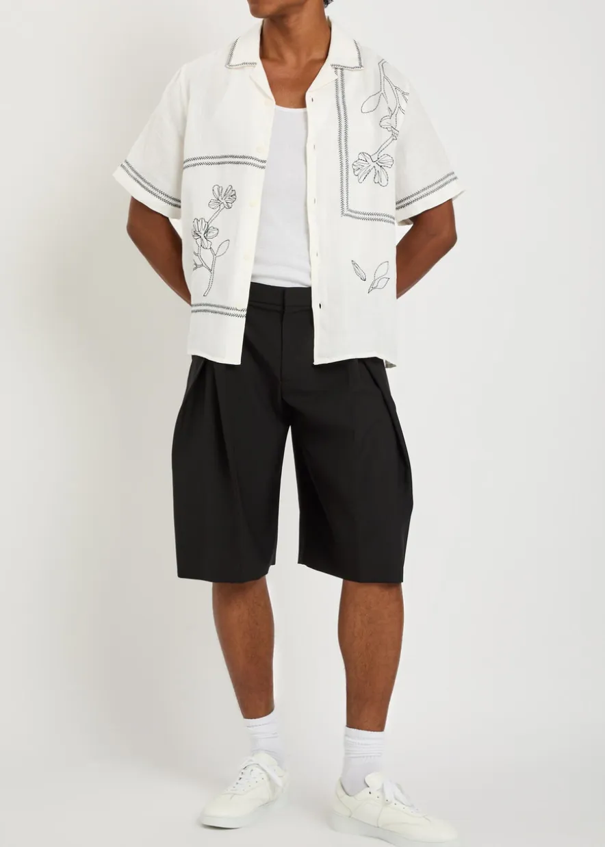 Didcot floral-embroidered linen shirt