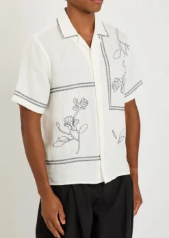 Didcot floral-embroidered linen shirt
