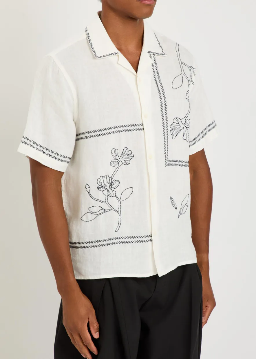 Didcot floral-embroidered linen shirt