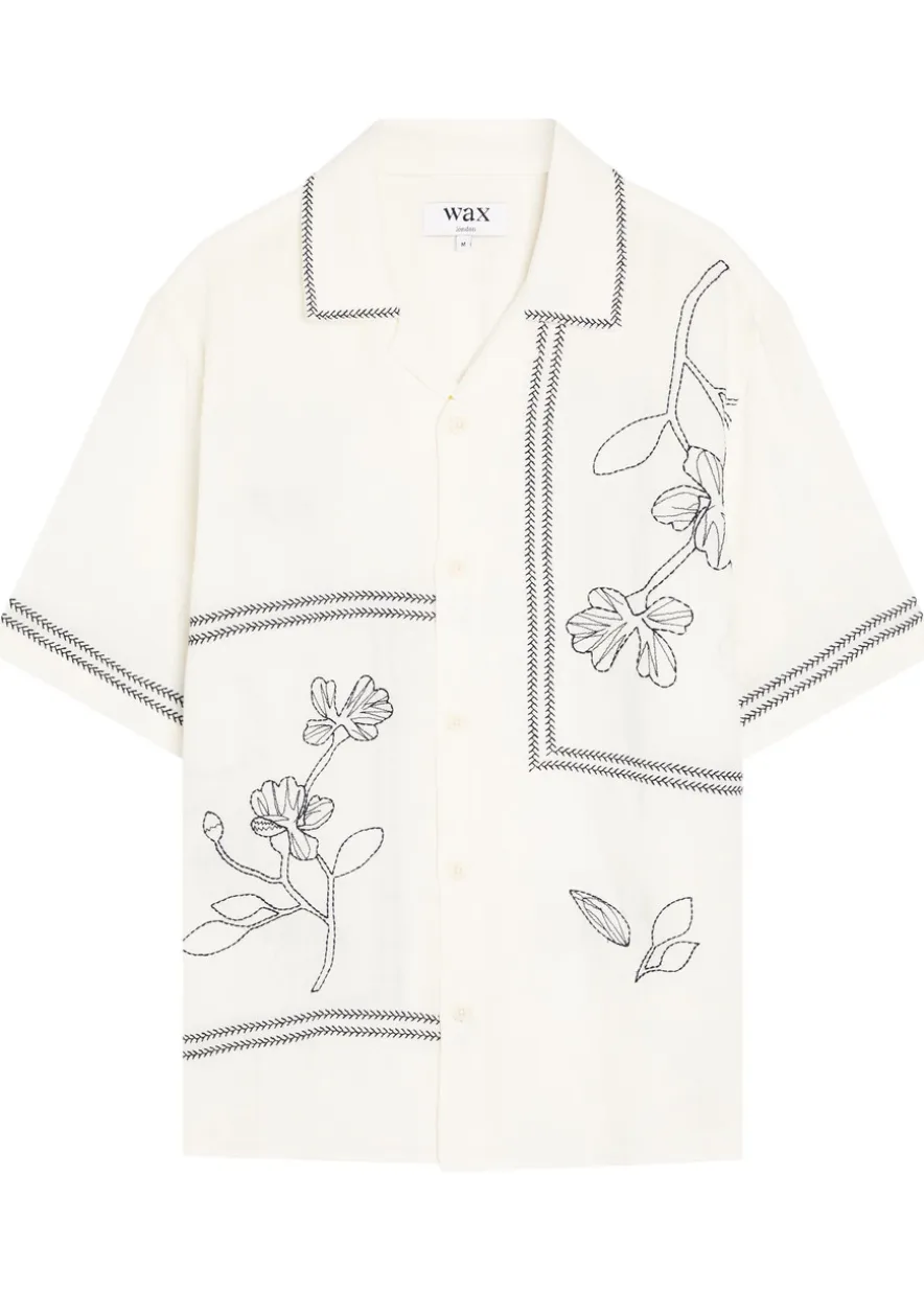 Didcot floral-embroidered linen shirt